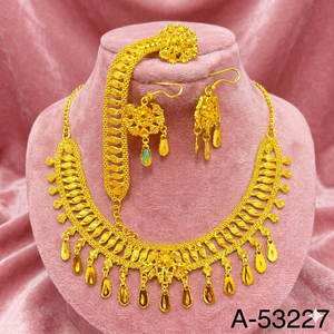 MOLL JEWELLERS Luxury Traditional Wedding Necklace Set Zircon Earrings Headpiece <b>for</b> Women Gold Silver Plated Jewelry SetA-53227 - Product Image 1