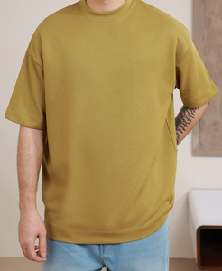 T-shirts formels pour hommes 2026 à col montant et épaules tombantes en sergé, avec logo brodé, manches courtes, séchage rapide, écologiques - Product Image 3