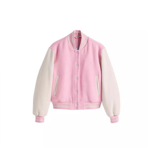 <b>Ladies</b> Wholesale Polyester Cotton Crop Varsity <b>Jacket</b> Quilted Breathable Canvas Letterman Baseball <b>Jacket</b> Custom - Product Image 1