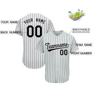 Maillot de baseball rayé pour adulte, impression par sublimation personnalisée, logo, nom, numéro, broderie 3D, respirant, séchage rapide, antibactérien - Product Image 3