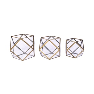 Portavelas de Cristal Geométrico para Velas de Té, Venta al por Mayor, MOQ, Portavelas de Metal Dorado para Decoración del Hogar, Decoración de Mesa de Boda - Product Image 3