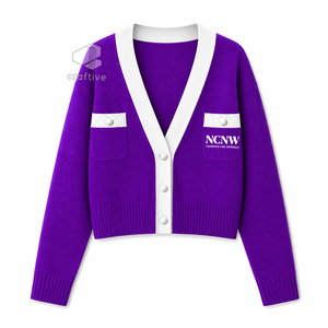 Cárdigan de la Hermandad NCNW para Mujer, Suéter de Punto con Botones y Cuello en V, Bordado con el Escudo, con Bolsillos, Ropa Universitaria Griega - Product Image 1