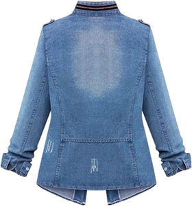 Chaqueta vaquera negra clásica para mujer, corte ajustado, abrigo de mezclilla, manga larga, con botones, ropa exterior de moda, informal, básica, top vaquero para dama - Product Image 4