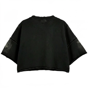 เสื้อครอปท็อปประดับเพชร ปักตัวอักษรตามสั่ง ทรงหลวมไหล่ตก สไตล์พังก์ คอกลม แฟชั่น เสื้อครอปท็อปสั่งทำได้ - Product Image 6