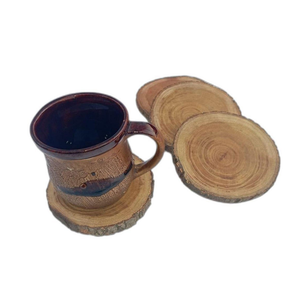 Acacia Wood <b>Coasters</b> Round With Holder Handmade Wooden <b>Coasters</b> <b>Set</b> Round Acacia Wood Cup Mats <b>Coaster</b> - Product Image 4