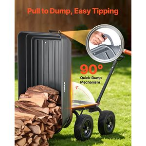 Carrello da Giardino Ribaltabile da 1200 Libbre con Capacità di 6 Metri Cubi Carrello e Trolley 2-in-1 Convertibile con Manico Girevole a 90 Gradi, Capacità 900 Libbre, in Polietilene - Product Image 4