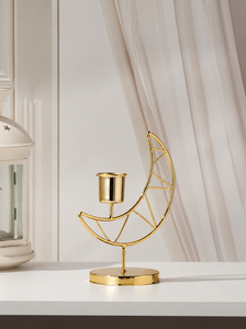 Support de Bougie Exclusif en Métal Doré en Forme de Lune, Décoration Moderne pour Table et Étagère, Très Vendu - Product Image 2