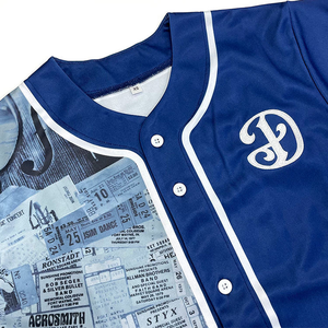 Camiseta de Béisbol Sublimada Personalizada 2025, Diseño Retro con Collage Musical, Unisex, Estilo Urbano, con Botones, Venta al Por Mayor - Product Image 2