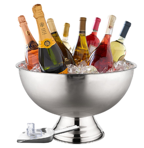 Dual-textured steel bucket with a hammered center band and a professional scoop For Champagne and Party Events At Wholesale rate - Product Image 2