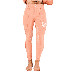 Leggings d'équitation pour femmes Peach, taille haute, extensibles, avec grip en silicone sur toute la surface, pour l'entraînement et la compétition - Product Image 1