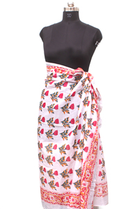 Bohemian <b>Pink</b> Floral Cotton Sarong Women’s Resort Wear Beach <b>Wrap</b>. - Product Image 4
