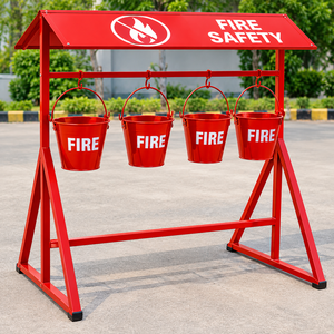 Support de seau à incendie en métal rouge, support pour 4 seaux, support de rangement en fer galvanisé pour atelier, garage - Product Image 5