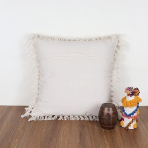 Hand <b>Tufted</b> Texture Modern Ivory Fringe 100% Cotton <b>Cushion</b> <b>Cover</b> Border Square Sofa Home Decor Zipper Closure for Wholesale - Product Image 1
