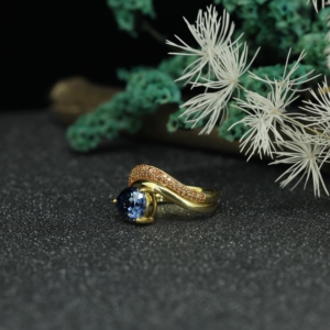 Blue Sapphire Moissanite <b>Wrap</b> Ring 925 Sterling Silver Gold Plated Designer Pave Ring Women Luxury Jewelry Wholesale - Product Image 2