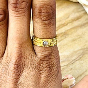 Hot Selling Brass <b>Rings</b> <b>Celtic</b> Moonstone <b>Ring</b> Tribal Brass Jewelry Women 18k Gold Plated Vintage Knot Band Wholesale/OEM/ODM - Product Image 4