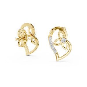 Juego de pendientes de diamantes cultivados en laboratorio UNIQUE PETAL, engastados en oro amarillo de 18 quilates, para mujer, para compromiso, boda, fiesta, regalo de San Valentín, uso diario - Product Image 4