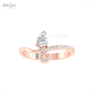 แหวนทองคำแท้ 14K ลายใบไม้ ดีไซน์เก๋ ปี 2026 ประดับเพชรทรงลูกแพร์ธรรมชาติ 0.54 กะรัต เหมาะสำหรับงานแต่งงานและสวมใส่ทุกวัน ขายส่งเครื่องประดับ - Product Image 4