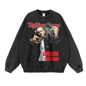 Sweat-shirt imprimé à col rond pour homme – 100 % coton molletonné, streetwear, coupe oversize, design graphique personnalisé, décontracté - Product Image 2