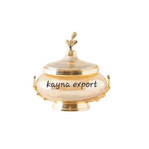 ชามใส่ขนมแก้วและโลหะสไตล์วินเทจสุดหรู ของตกแต่งคริสต์มาส ชามแก้วตกแต่งเคาน์เตอร์ครัว - Product Image 1