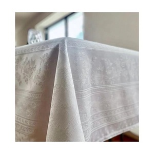 Vente en gros personnalisé dernière conception brodée fabrication 100% coton biologique lavable rectangle nappe étanche à l'eau et à l'huile - Product Image 4