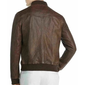 เสื้อแจ็คเก็ตเบสบอลหนังสีน้ำตาลสำหรับผู้ชาย - Product Image 2