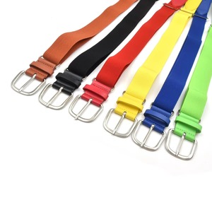 Custom Adjustable <b>Elastic</b> Baseball Softball <b>Belt</b> PU Leather Alloy D-Ring Buckle Sports Uniform Youth Adult Team 1.5" - Product Image 5