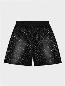 Men's <b>Black</b> Dot Print Drawstring Shorts Mid Waist Casual Breathable Polyester Shorts - Product Image 4