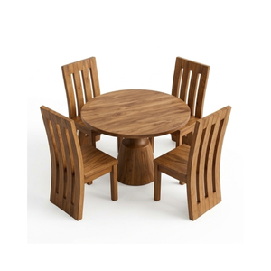 ARTERRA Luxury Japandi <b>Round</b> <b>Coffee</b> <b>Table</b> Pedestal Dining <b>Table</b> Set Modern <b>Wooden</b> Chairs for Apartment Villa Restaurant Cafe - Product Image 2
