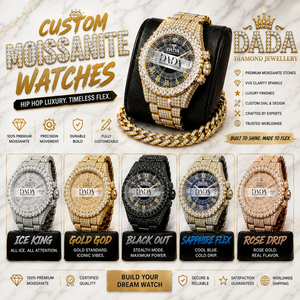 Montre à quartz personnalisée de luxe avec boîtier en moissanite, bracelet en acier inoxydable 20 mm, cadran analogique-numérique en verre 41 mm, unisexe adulte 3BAR - Product Image 1