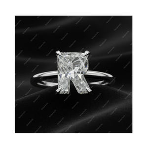 GIA IGI Certified DEF VVS VS Lab Grown Diamond <b>Initial</b> Alphabet Letter R Fine Gold 925 Sterling Silver Solitaire <b>Ring</b> Gift Him - Product Image 1