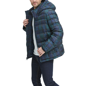 Chaqueta de burbujas personalizada con diseño de tela a cuadros, ligera, imprescindible para el invierno, chaqueta acolchada moderna para hombre - Product Image 1