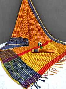 Sari de seda de la mejor calidad con blusa de seda que brinda un aspecto atractivo en todas las ocasiones como bodas, fiestas y festivales. - Product Image 3