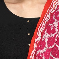 Georgette — échancré en coton et lin, style ethnique indien, pour femme, accessoire coloré, en crêpe acrylique Polyester, Georgette, broderie