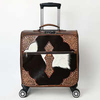 Valise à roulettes de luxe en cuir véritable, motif en cuir de vachette, écologique, roues pivotantes à 360 degrés, bagage de voyage unisexe