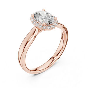 Anillo de Compromiso de Oro Amarillo de 14K con Diamantes Cultivados en Laboratorio, Ovalados y Redondos, para Mujer |   Diamante Cultivado Nuevo - Product Image 2