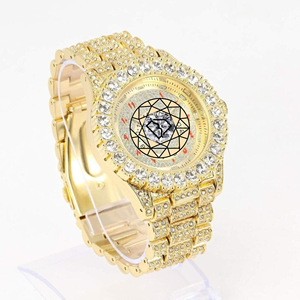 Reloj de Cuarzo Personalizado con Incrustaciones de Moissanita de Lujo, Estilo Hip Hop, Acero Inoxidable, Esfera de Cristal de 46 mm, Unisex - Product Image 6