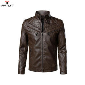 Veste de motard en cuir véritable pour homme, coupe slim, zippée, bomber, imperméable, réversible, logo sur le devant, vêtement d'extérieur pour l'hiver - Product Image 2