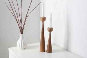 Ensemble de porte-bougies coniques en bois pour la décoration de la maison - Product Image 3