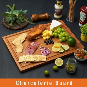 Planche à découper en bambou personnalisée pour la cuisine, 18 pouces, grande planche à découper pour fromage et charcuterie avec poignées latérales et rainures pour le jus - Product Image 3