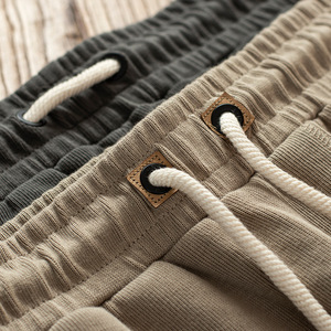 Shorts en molleton uni surdimensionnés avec logo personnalisé, streetwear, coton, shorts de sport pour hommes - Product Image 5