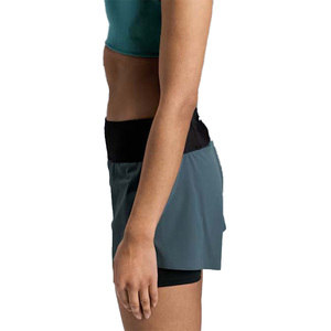 <b>Women's</b> Sporty High <b>Waist</b> <b>Shorts</b> Solid Color Knitted Quick Dry <b>Elastic</b> <b>Waist</b> with Logo on Right Leg 100% Cotton Anti-Pilling - Product Image 6