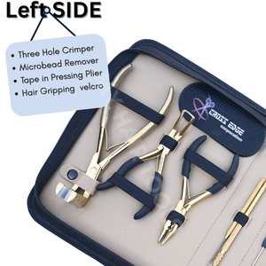 All-In-One Gold Hair <b>Extension</b> Tools Kit with Tape <b>Extension</b> Plier Micro Ring Crimping Tool <b>Bead</b> Opener Loop Hook packed in Case - Product Image 3