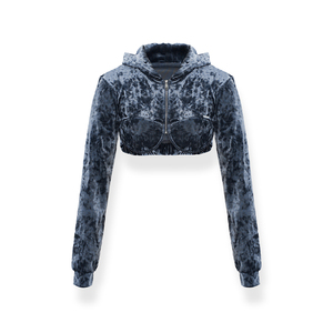 Survêtement de jogging personnalisé à manches longues pour femme, en velours ajusté avec capuche - Product Image 5