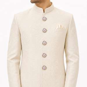 Botones de Lujo Personalizados de Latón con Esmalte Jaipur Meenakari, Flor Rosa y Hoja Verde, Botón de Cristal Polki para Traje Sherwani de Hombre - Product Image 3