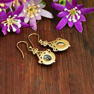 Pendientes de Oro con Gema de Turquesa de Ostra Espinosa, Estilo Boho, Modernos, en Forma de Lágrima, Pendientes de Diseño con Filigrana, Joyería Fina al por Mayor - Product Image 6