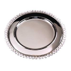 Assiettes de présentation rondes de 13 pouces en acier inoxydable argenté, écologiques, modernes, pour mariage, avec strass, décoratives de luxe - Product Image 4