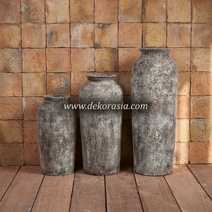 Vaso de Cerámica Rústico Vinculo S, Cilíndrico, Hecho a Mano, Color Gris Desgastado, Jarrón Alto Decorativo para Mesa, Venta al Por Mayor - Product Image 6