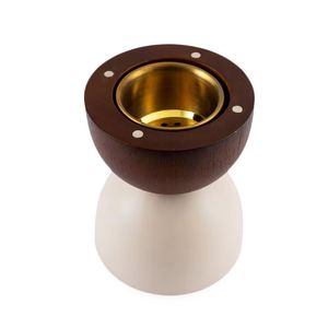 Hybrid Wood Ceramic <b>Hookah</b> Bowl Modern Shisha Accessory Polished Wooden Top Brass Insert Clay Base Durable Heat Resistant - Product Image 1