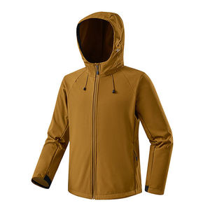 Polyester Fleece Interior Outdoor Rain <b>Jacket</b> <b>Men</b> Autumn Thick Loose Fit <b>Soft</b> <b>Shell</b> Waterproof Windbreaker Hooded Stand - Product Image 2