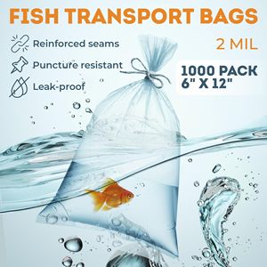 Bolsas de plástico transparente para peces, paquete de 6 "X 12", 1000 duradero, 2 mil de espesor, embalaje de plástico polivinílico, bolsa grande de grado alimenticio, bolsas de viaje para mascotas - Product Image 2